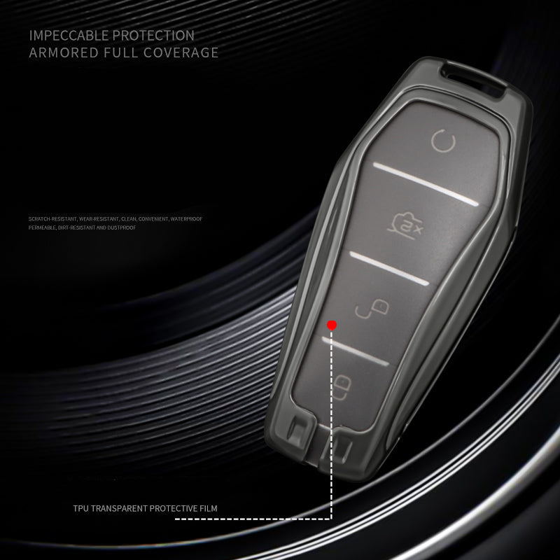 Key Case for BYD - Metal & Carbon Fibre Pattern Cover