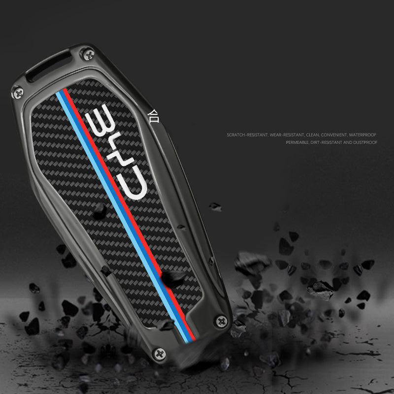 Key Case for BYD - Metal & Carbon Fibre Pattern Cover