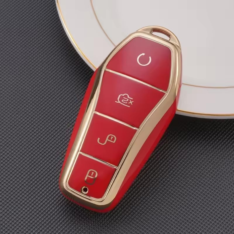 Soft TPU Car Key Case for BYD - 4 Button Remote Control Protector