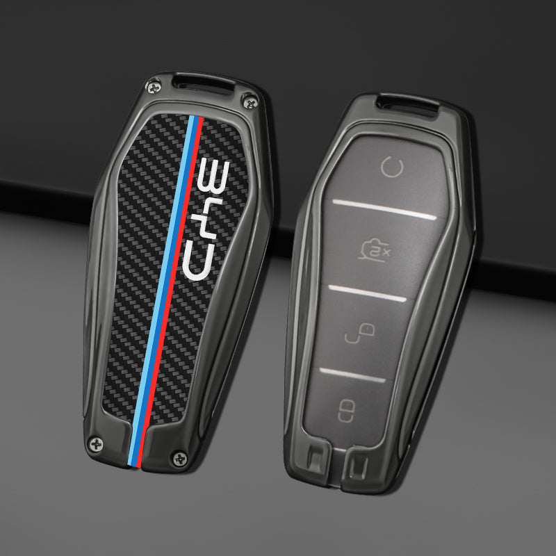 Key Case for BYD - Metal & Carbon Fibre Pattern Cover