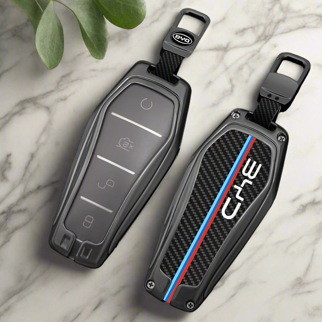 Key Case for BYD - Metal & Carbon Fibre Pattern Cover