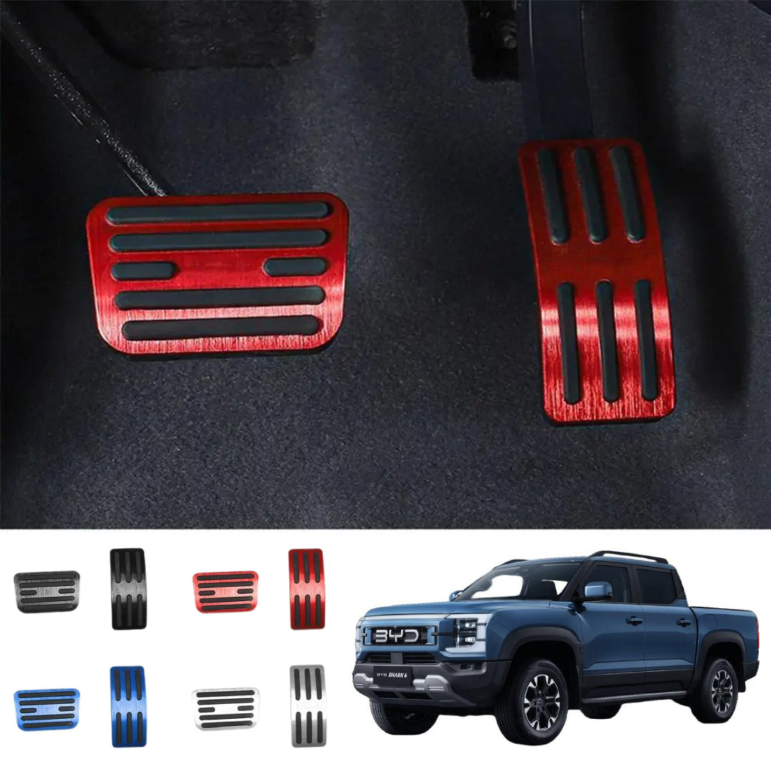 Aluminium Alloy Brake & Accelerator Pedal Covers for BYD Shark 6 – Anti-Slip Rubber Grip