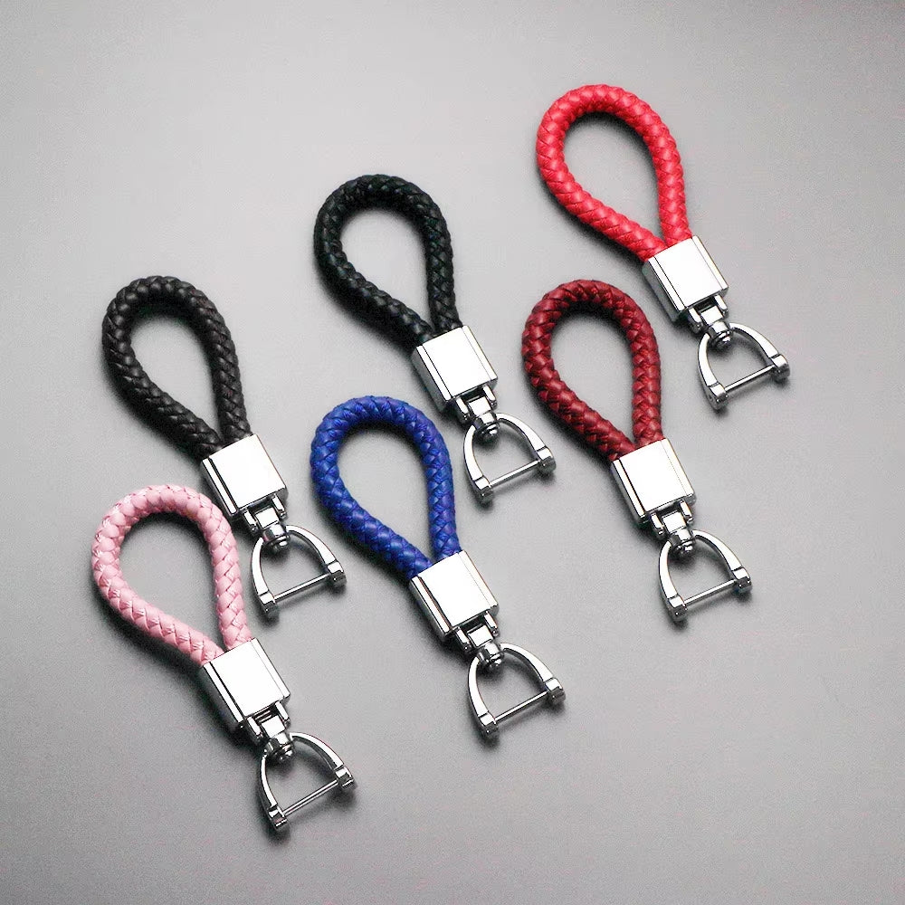 Genuine Leather Car Keychain - Minimalist Design Key Ring for Car Accessories