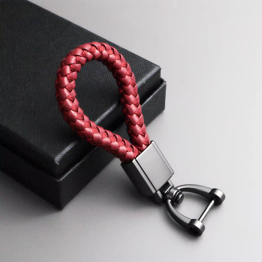 Genuine Leather Car Keychain - Minimalist Design Key Ring for Car Accessories