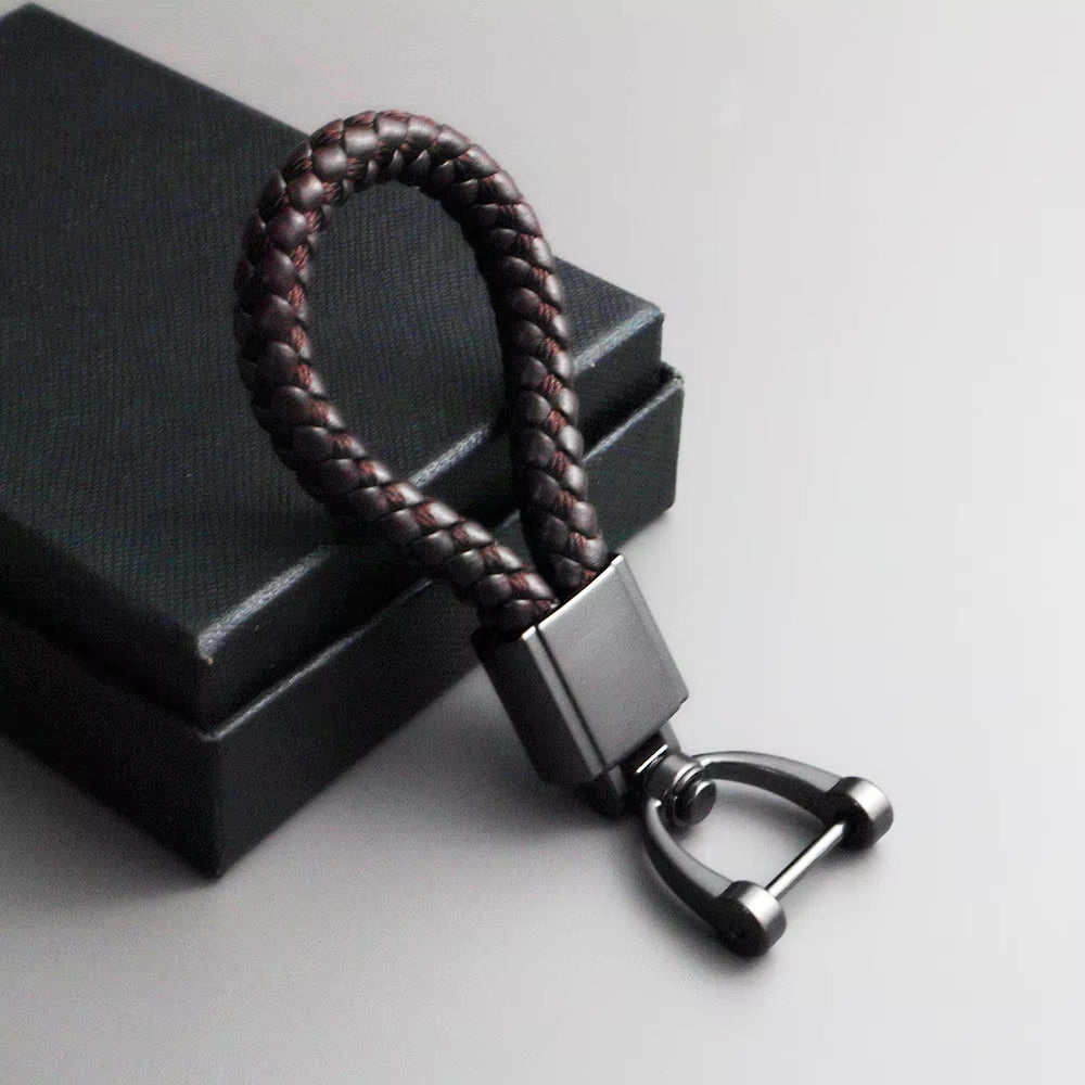 Genuine Leather Car Keychain - Minimalist Design Key Ring for Car Accessories
