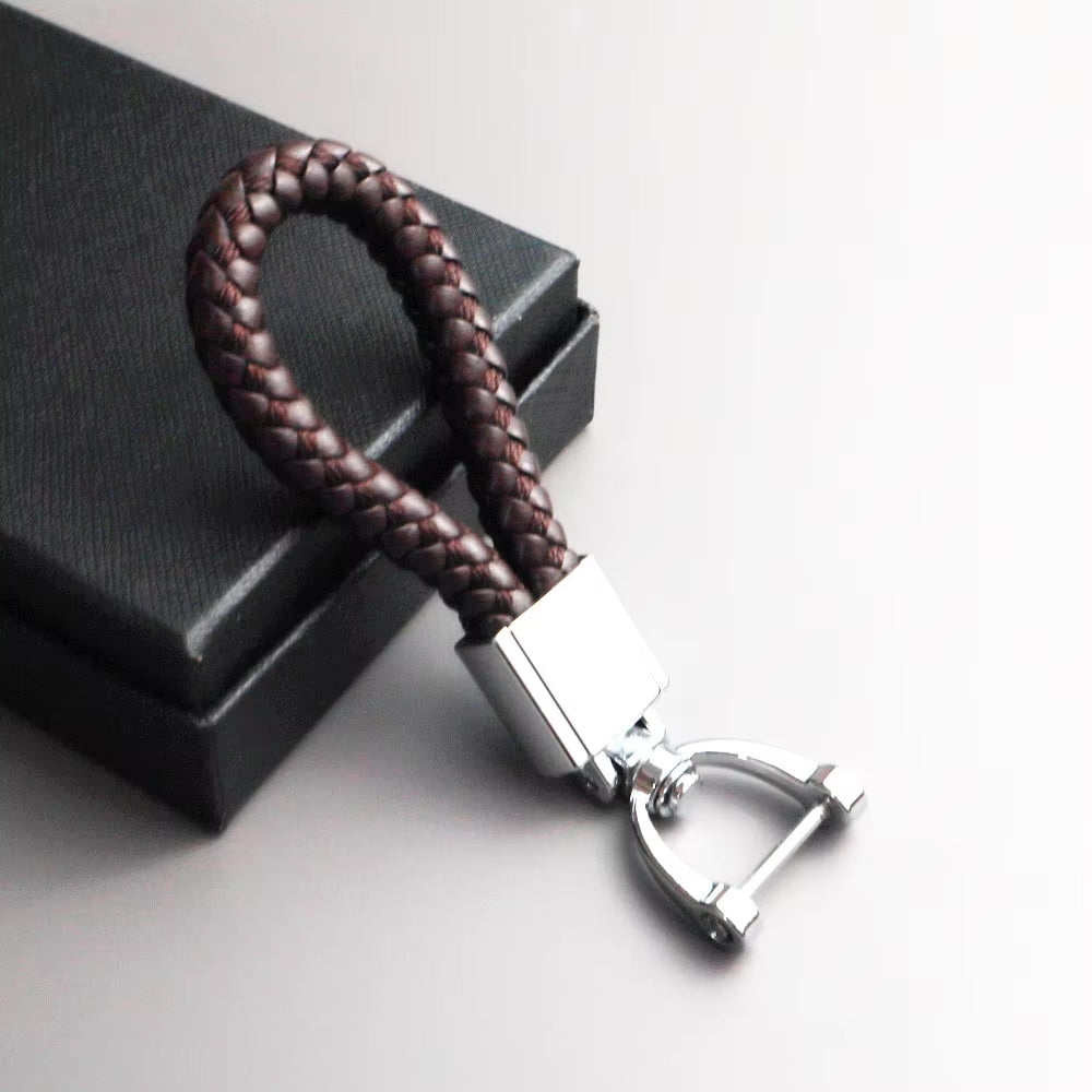 Genuine Leather Car Keychain - Minimalist Design Key Ring for Car Accessories