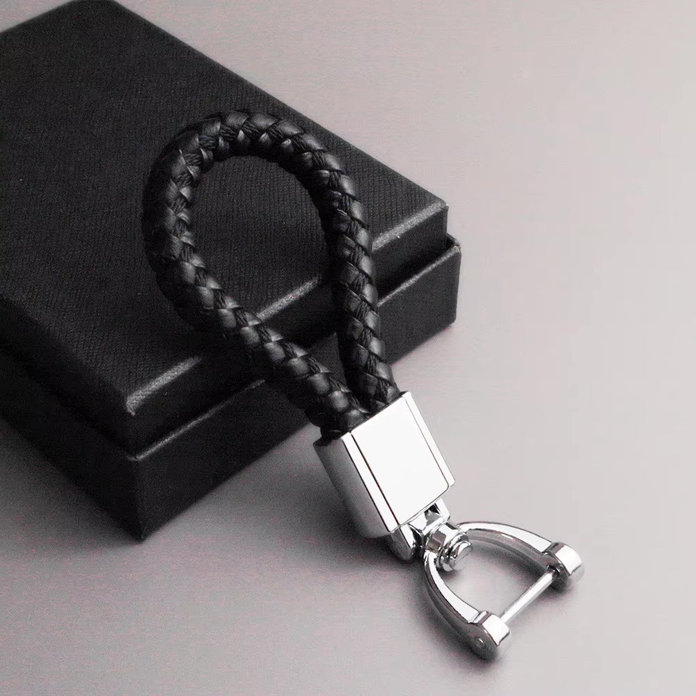 Genuine Leather Car Keychain - Minimalist Design Key Ring for Car Accessories