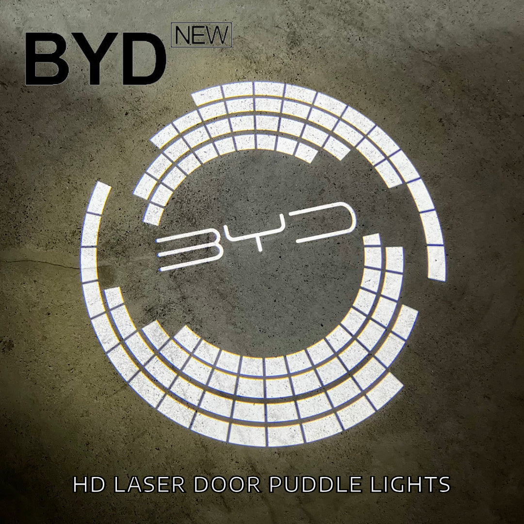 2-Pc HD Laser Door Puddle Lights for BYD – White Projection, No Glare