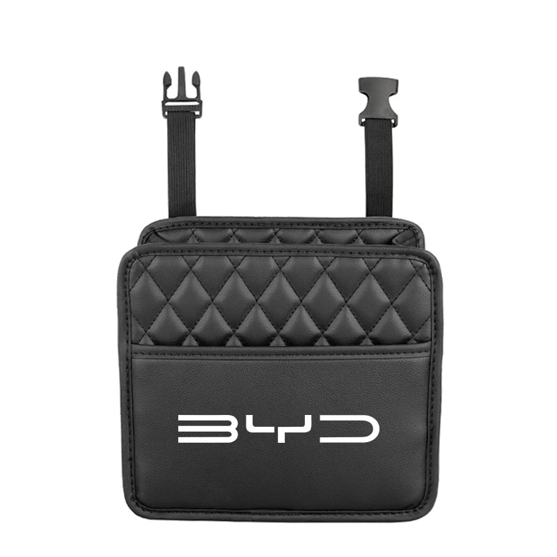 Luxury Car Seat Headrest Organiser for BYD - PU Leather Storage Holder