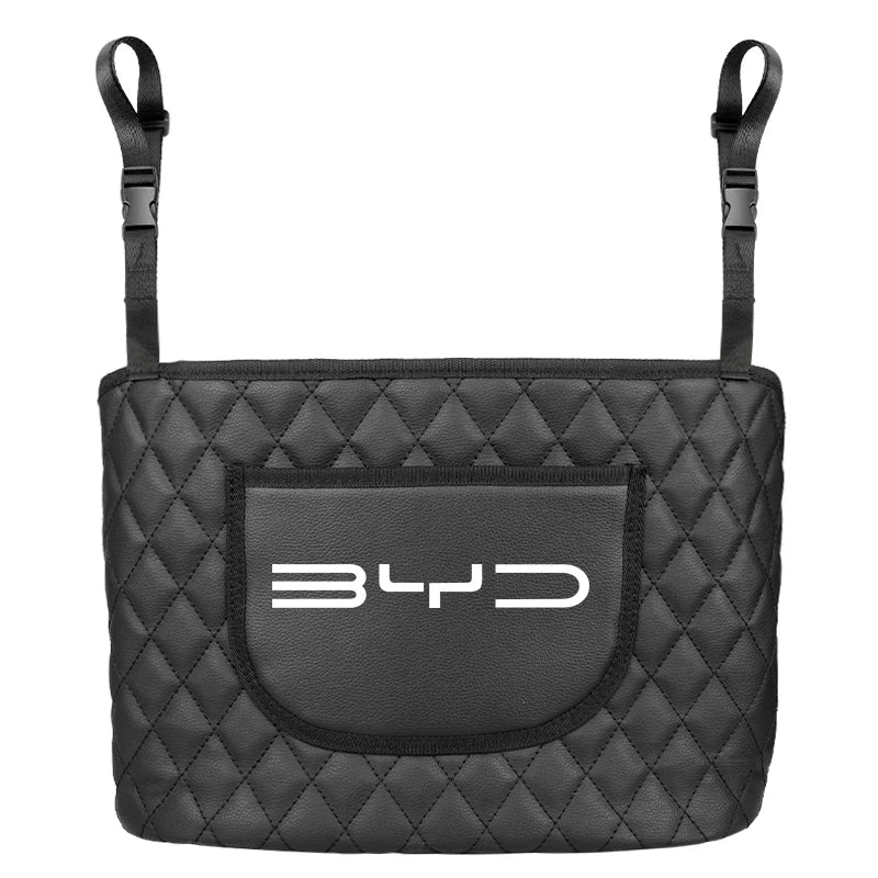Luxury Car Seat Headrest Organiser for BYD - PU Leather Storage Holder