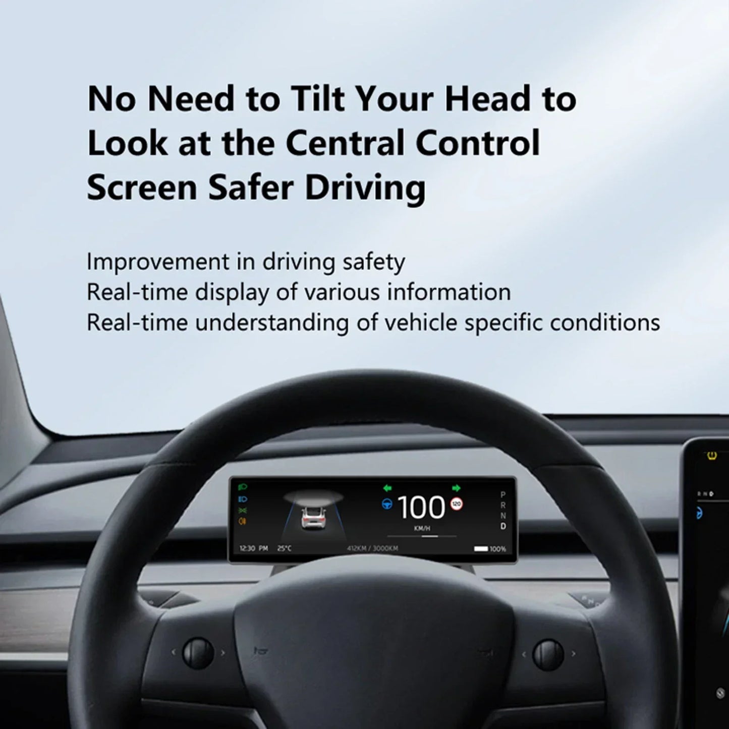 Head Up Display for Tesla Model 3, Model Y - 8.8-inch Smart Dashboard Touch Screen: Supports Wireless CarPlay and Android Auto