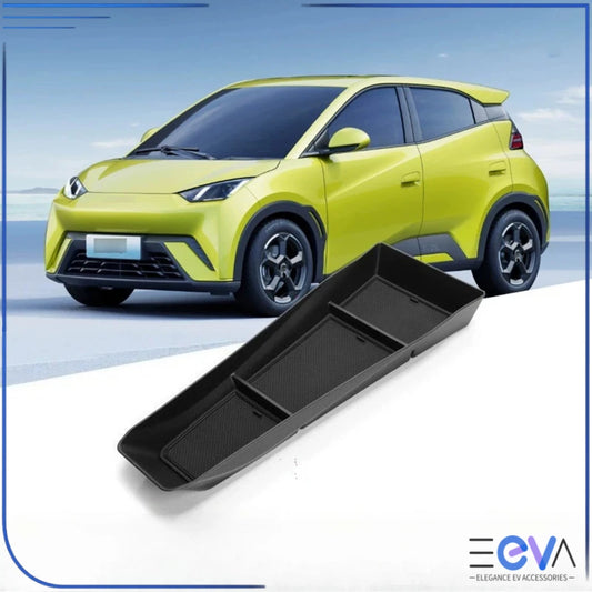 BYD Atto 1 centre console storage tray showing precise fit and compartments from EEVA Store Australia