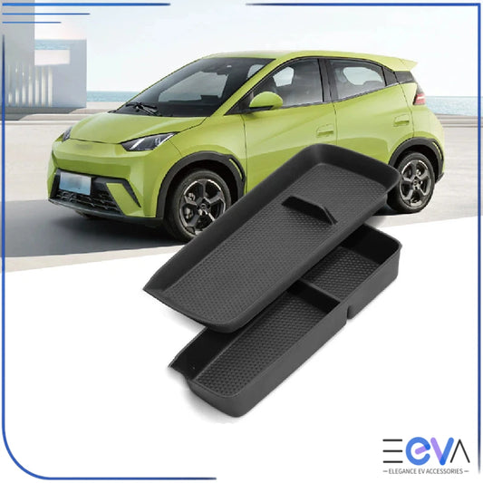 BYD Atto 1 rear console storage box set showing upper tray and lower storage box combination for organised interior use from EEVA Store Australia.