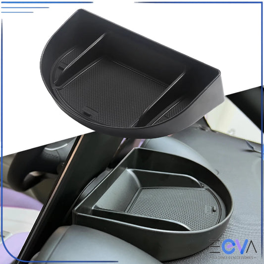 BYD Dolphin dashboard storage box shown installed behind the centre display, designed for easy access and a clean factory look from EEVA Store Australia.