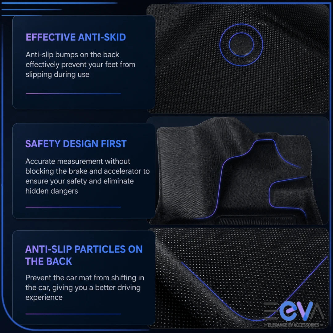 BYD Dolphin XPE floor mats showing the safety-shaped anti-slip backing from EEVA Store Australia.
