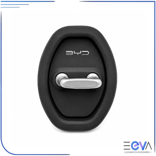 BYD black silicone door-lock protective cover shown in a close product view from EEVA Store Australia.