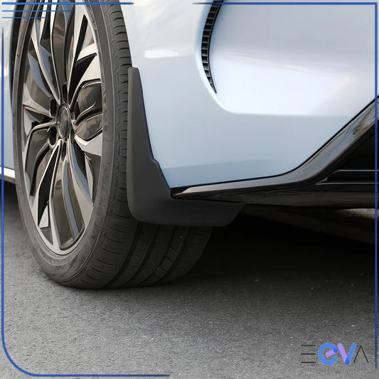 BYD Seal installed front mudflap close-up – sleek, protective splash guard design from EEVA Store