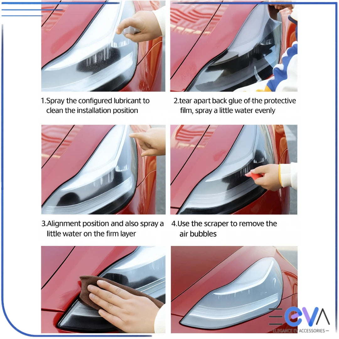 BYD Sealion 7 headlight protection film wet installation guide from EEVA Store Australia