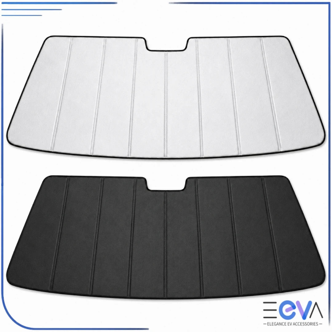 BYD Sealion 8 windscreen sunshade showing silver reflective side and black inner side from EEVA Store Australia