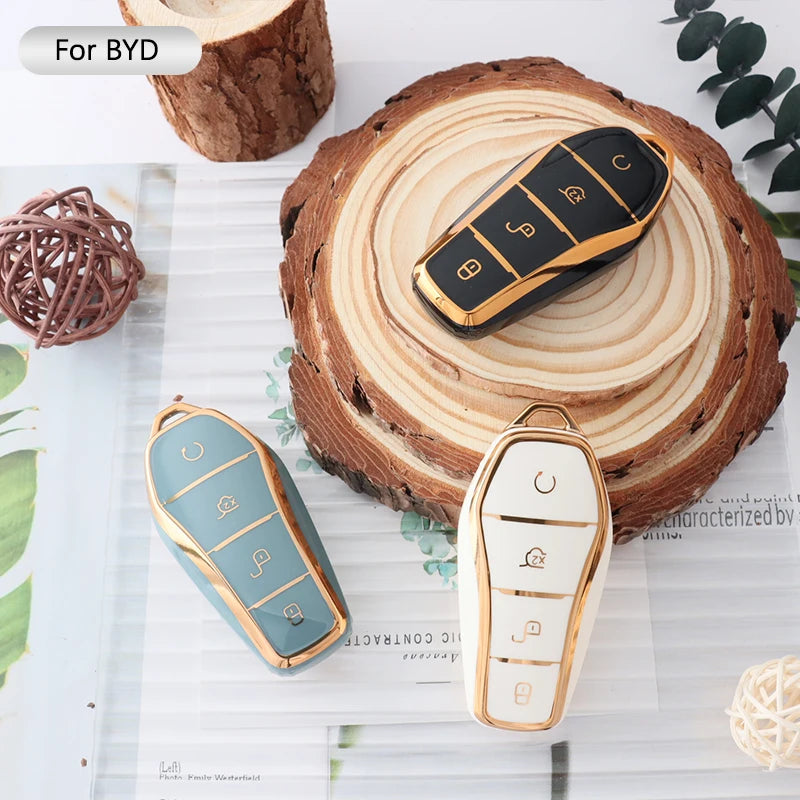 Soft TPU Car Key Case for BYD - 4 Button Remote Control Protector