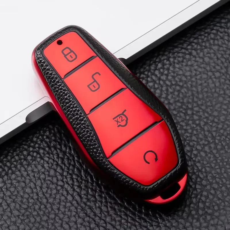 TPU Leather Car Key Fob Case Cover for BYD
