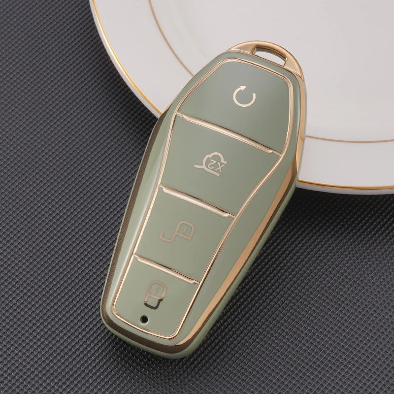 Soft TPU Car Key Case for BYD - 4 Button Remote Control Protector
