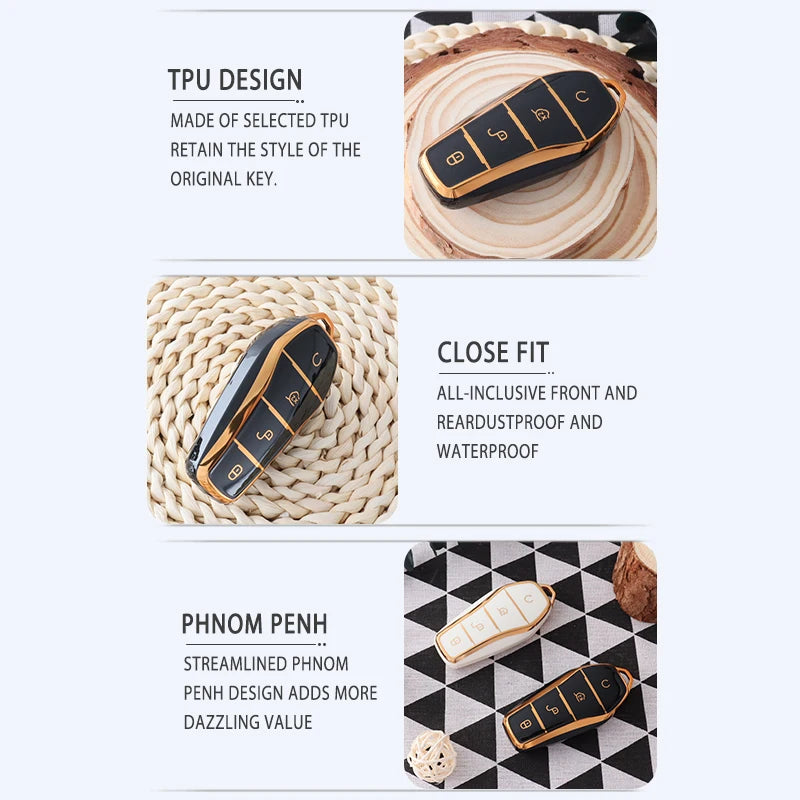 Soft TPU Car Key Case for BYD - 4 Button Remote Control Protector