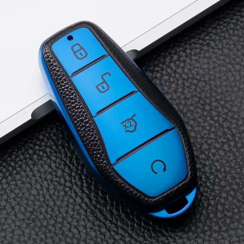 TPU Leather Car Key Fob Case Cover for BYD