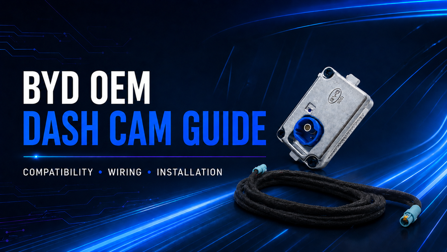 BYD OEM dash cam and two-plug cable compatibility guide from EEVA Store Australia
