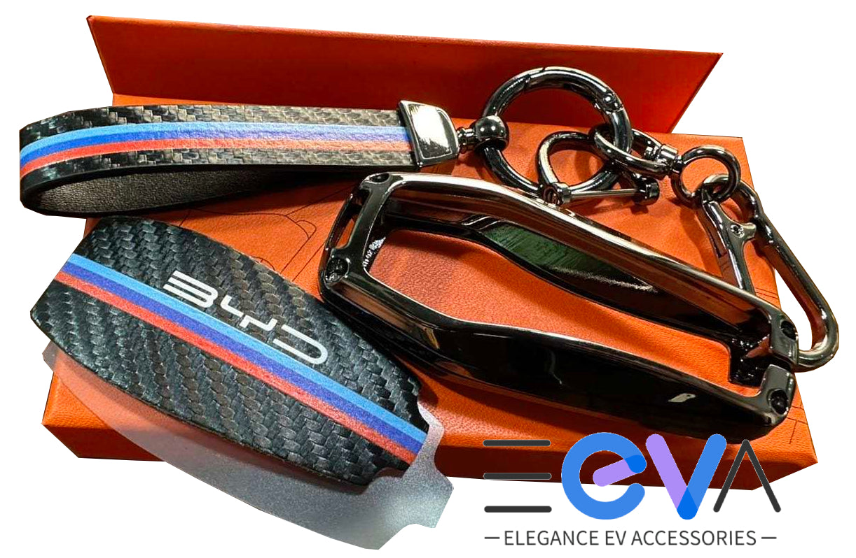 Key Case for BYD - Metal & Carbon Fibre Pattern Cover