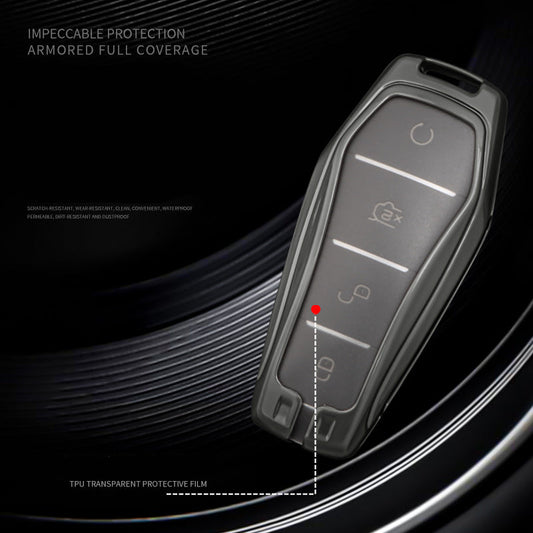 Key Case for BYD - Metal & Carbon Fibre Pattern Cover
