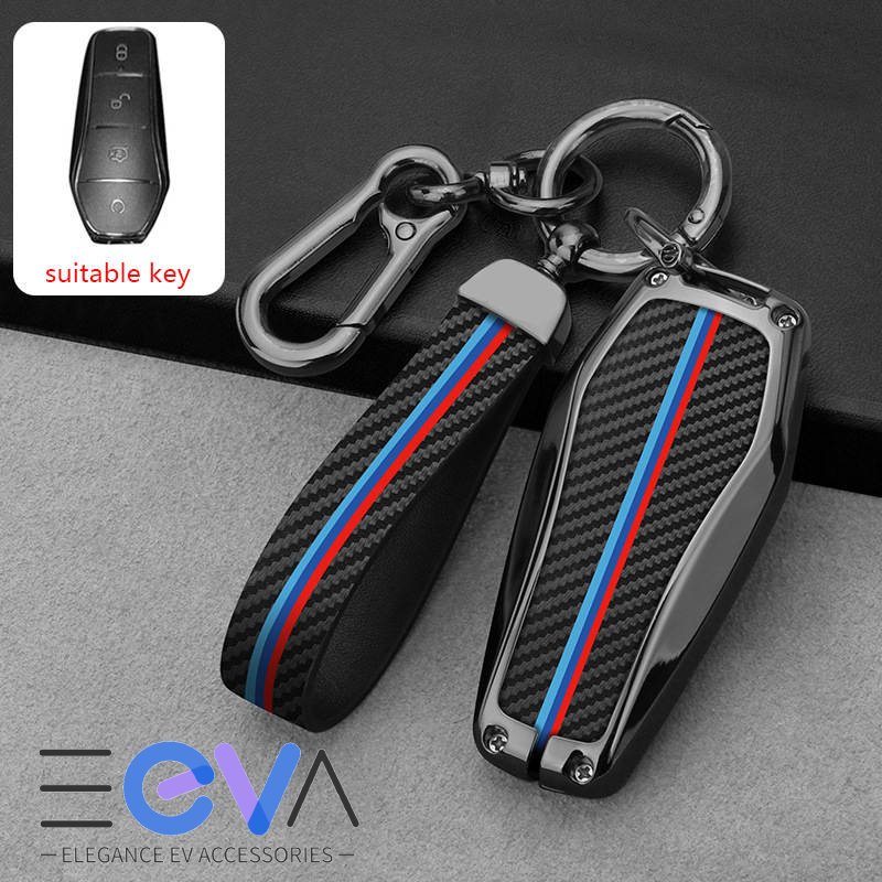 Key Case for BYD - Metal & Carbon Fibre Pattern Cover