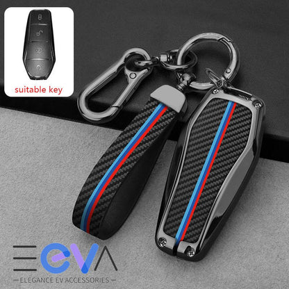 Key Case for BYD - Metal & Carbon Fibre Pattern Cover