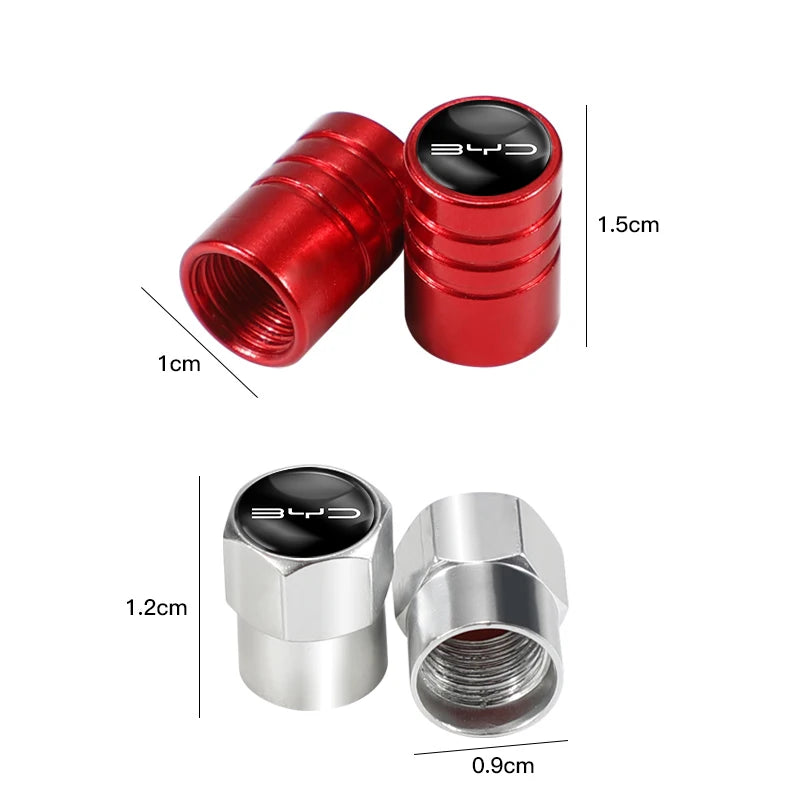 Metal Alloy Wheel Tire Valve Stem Caps (4PCS) for BYD - Aluminium Alloy, Dust proof