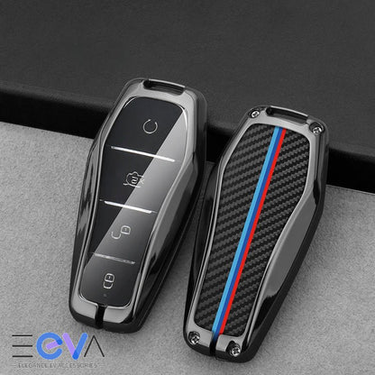 Key Case for BYD - Metal & Carbon Fibre Pattern Cover