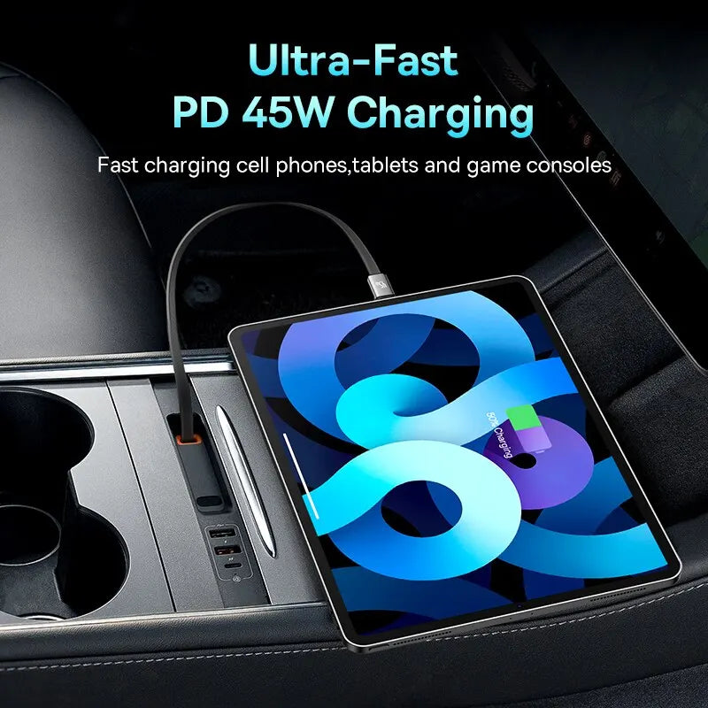 Baseus 4-Port USB Hub for Tesla Model 3 and Model Y - Fast Charging 45W PD Docking Station