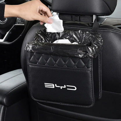 Luxury Car Seat Headrest Organiser for BYD - PU Leather Storage Holder