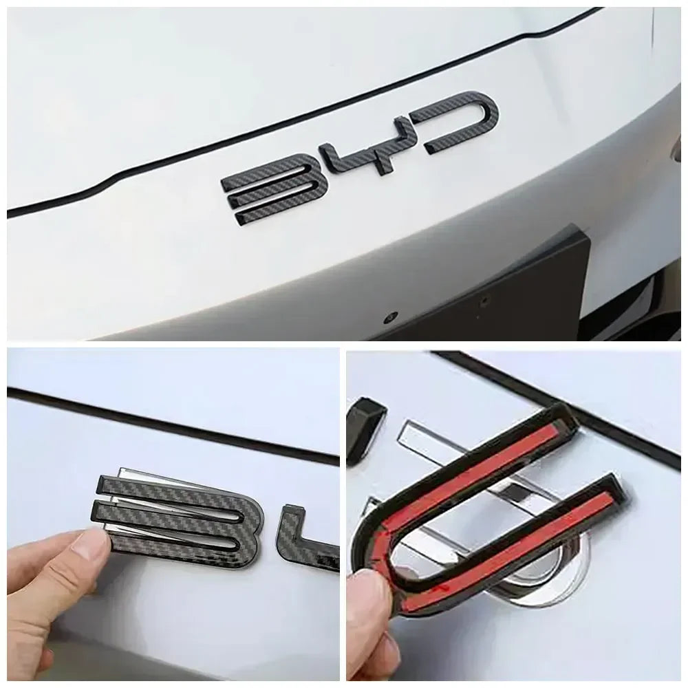 Carbon Emblem Badge Decals for BYD Seal – Gloss Black or Carbon Fibre Finish