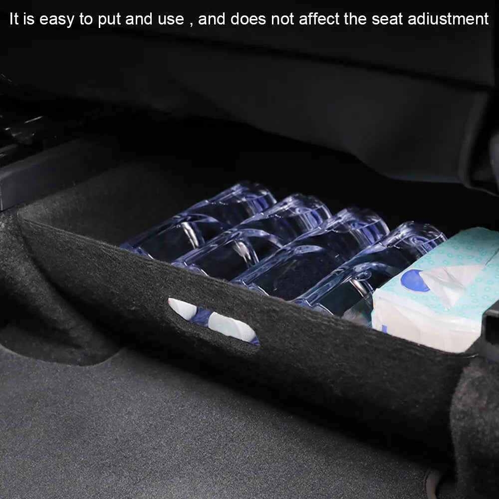 Tesla Model Y High-Capacity Under Seat Organiser Case - Felt Cloth Drawer Storage Box in Black