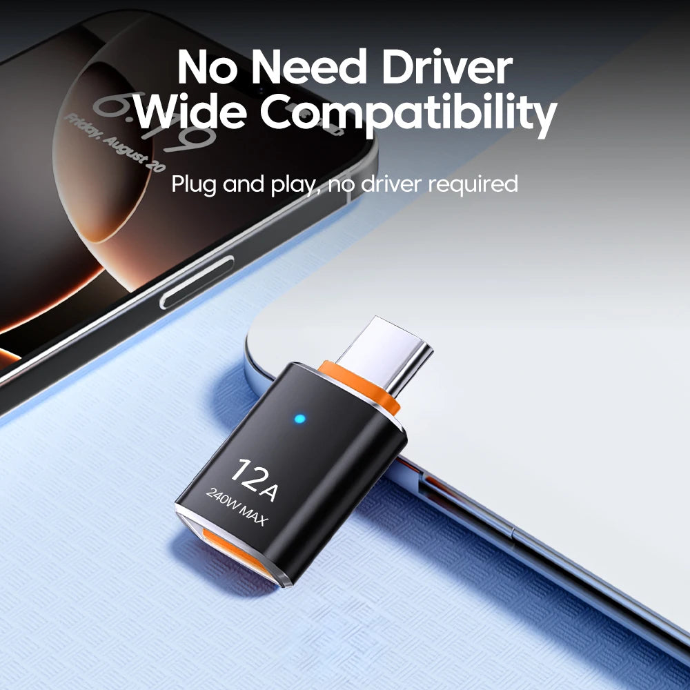 LED USB 3.0 to Type C Adapter for BYD - Fast Charging & 5Gbps Data Transfer