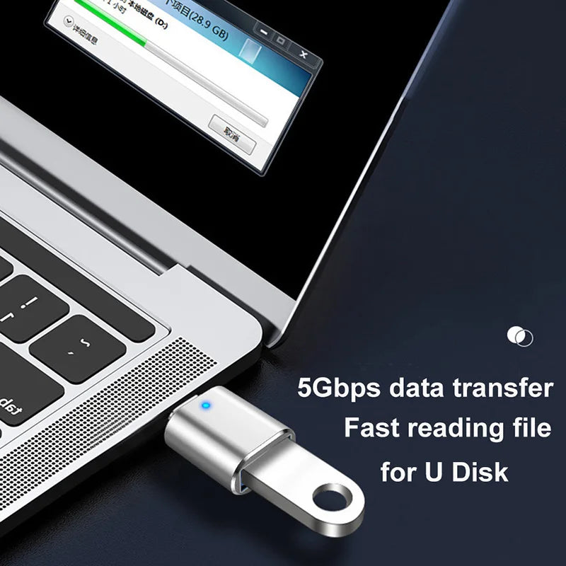 Universal LED USB 3.0 to Type C Adapter - Fast Charging & 5Gbps Data Transfer