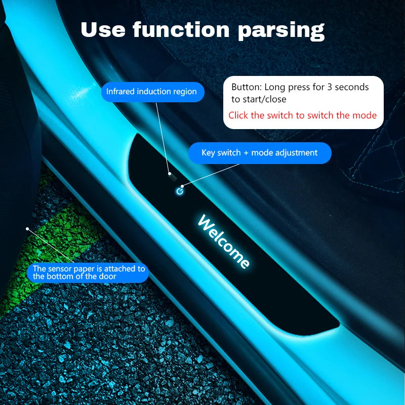 Illuminated Door Sill Lights for BYD Atto 3 - LED Welcome Pedal Logo Lamp with USB Charging