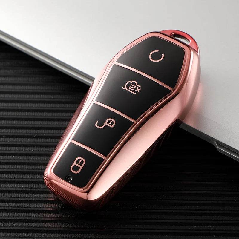 Premium TPU Key Case for BYD - Luxury Car Key Protector, Soft & Durable, 4-Button Cover