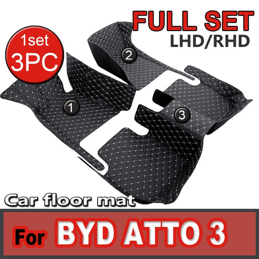 Luxury Car Floor Mats for BYD Atto 3 - Artificial Leather Auto Foot Pads