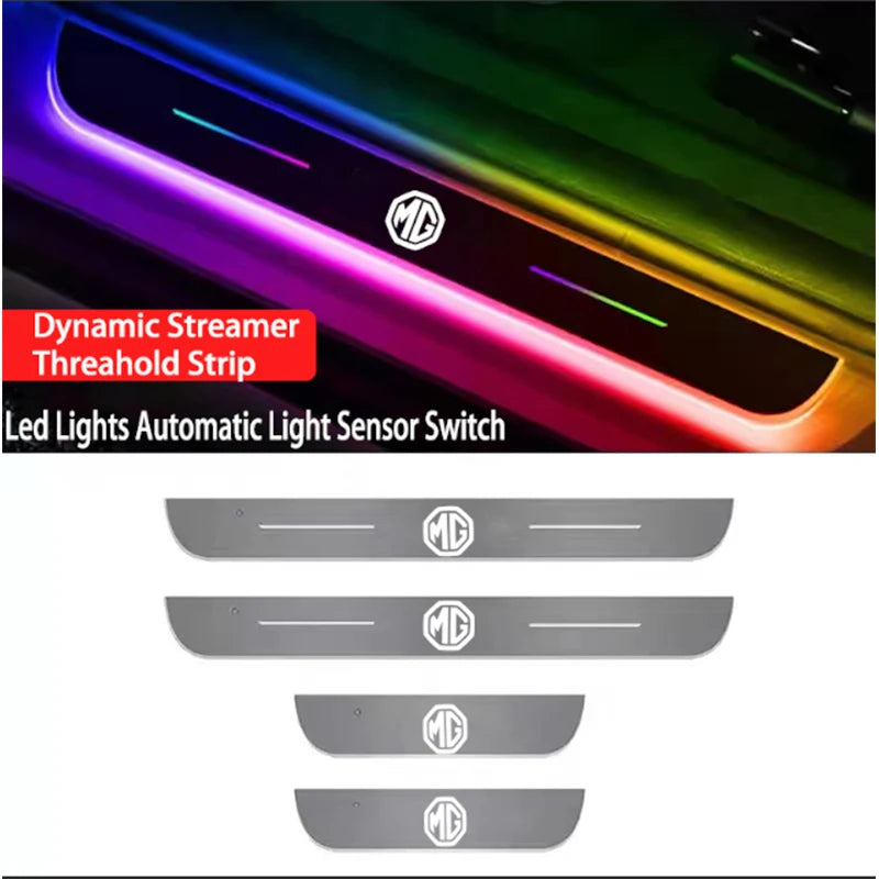 LED Door Sill Light Logo for MG MG4 ZS HS - Colourful Gradient Welcome Pedal Plate with USB Charging