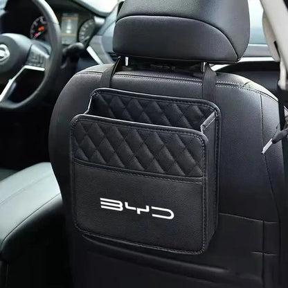 Luxury Car Seat Headrest Organiser for BYD - PU Leather Storage Holder