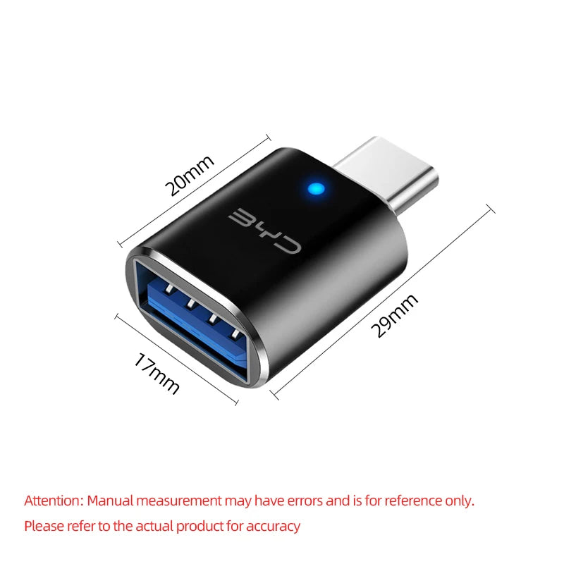 LED USB 3.0 to Type C Adapter for BYD - Fast Charging & 5Gbps Data Transfer