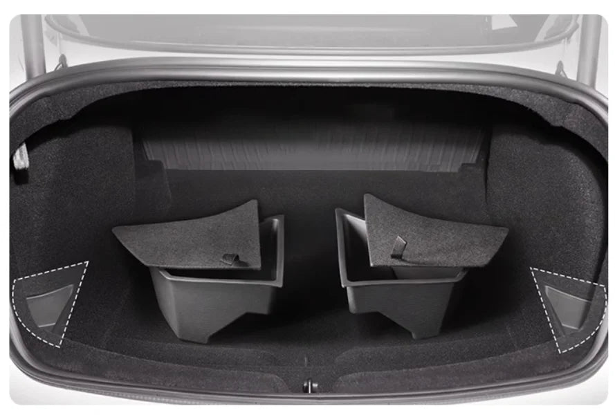 Tesla Model 3 Highland 2024 & 2021-2023 Trunk Storage Bins - TPE Cargo Compartment Buckets with Carpet Lids