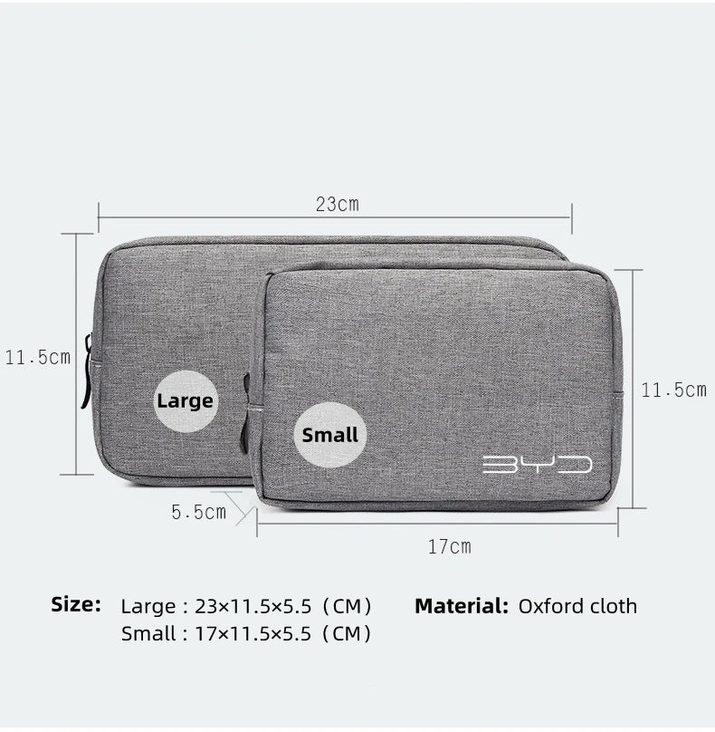 Portable Gadget Organiser for BYD - Car Key, USB Cable, Charger, and License Storage Bag