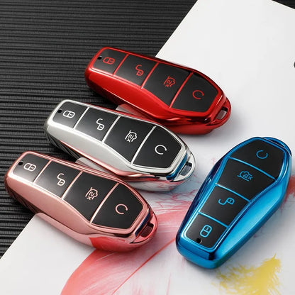 Premium TPU Key Case for BYD - Luxury Car Key Protector, Soft & Durable, 4-Button Cover